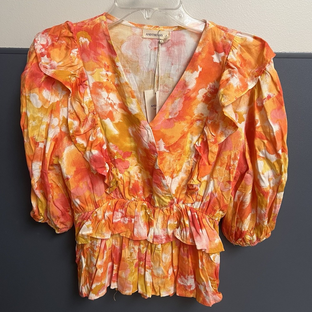 And The Why Women Floral Colorful Retro Layered Top‎ Size Small New w/Tags